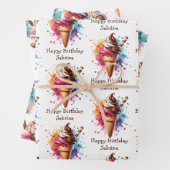 Ice Cream Cone, Sundae en Milkshake Verjaardag Inpakpapier Vel (In situ)