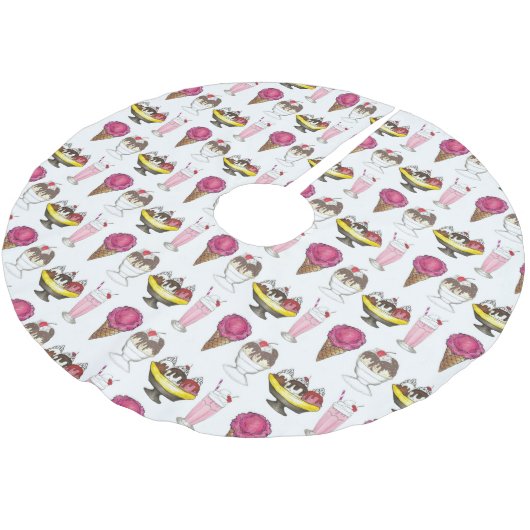 Ice Cream Cone Sundae Shake Banana Split Kerstboom Rok (Gekanteld)