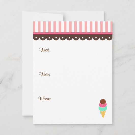 Ice Cream Cone-uitnodiging Kaart (Achterkant)