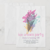 Ice Cream Cone-uitnodiging Kaart (Voorkant / Achterkant)