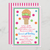 Ice Cream Cone-uitnodigingen Kaart (Voorkant / Achterkant)