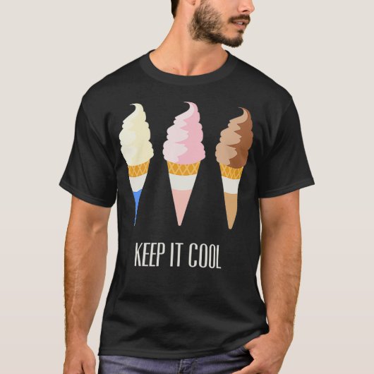 Ice Cream Cone Vanilla Chocolate Strawberry T-shirt (Voorkant)