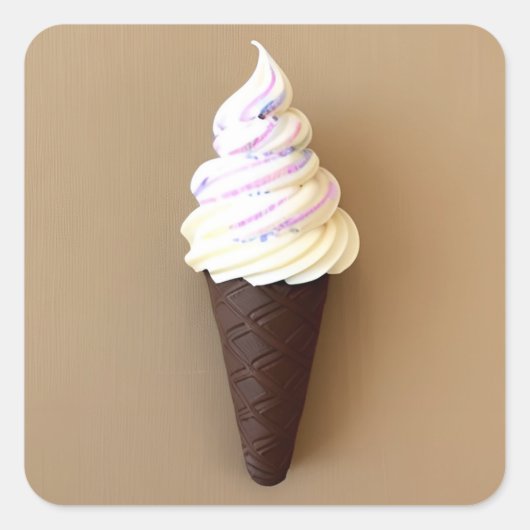 Ice Cream Cone Vierkante Sticker (Voorkant)