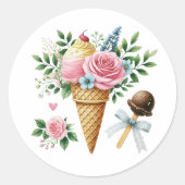 Ice Cream Cone Vrijgezellenfeest Envelope Seal Ronde Sticker (Voorkant)