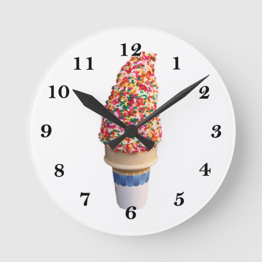 Ice Cream Cone Wall Clock Ronde Klok (Voorkant)
