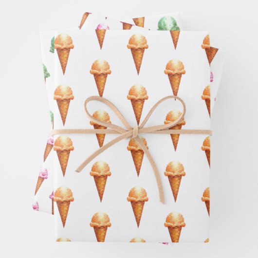 Ice Cream Cone Waterverf Wrapping Paper (In situ)