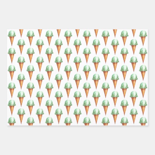 Ice Cream Cone Waterverf Wrapping Paper (Voorkant 3)