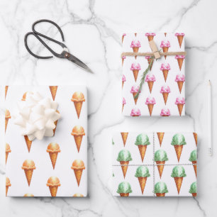 Ice Cream Cone Waterverf Wrapping Paper