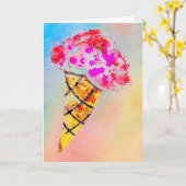 Ice Cream Cone Wenskaart Kaart (Gele Bloem)