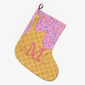 Ice Cream Cone with roze Frosting & Sprins Grote Kerstsok (Voorkant (Hangend))