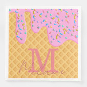 Ice Cream Cone with roze Frosting & Sprins Servet (Voorkant)