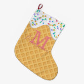 Ice Cream Cone with Vanilla Frosting & Sprinkles Grote Kerstsok (Voorkant (Hangend))