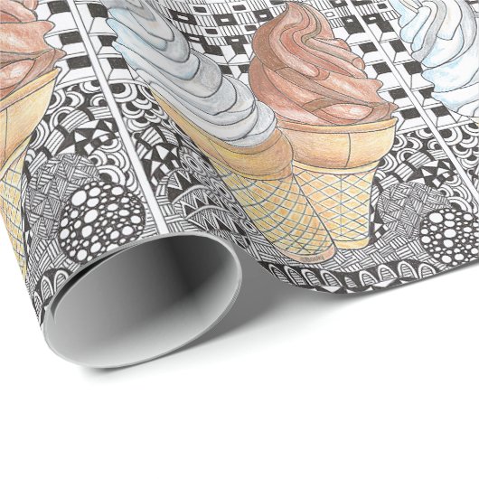 Ice Cream Cone Wrapping Paper Cadeaupapier (Rol Hoek)