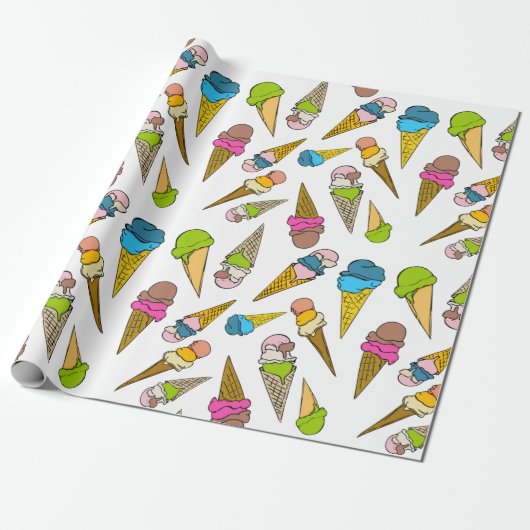 Ice Cream Cone Wrapping Paper Cadeaupapier (Uitgerold)