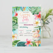 Ice Cream Cone Zomer Bloemen Verjaardagsfeest Kaart (Staand voorkant)