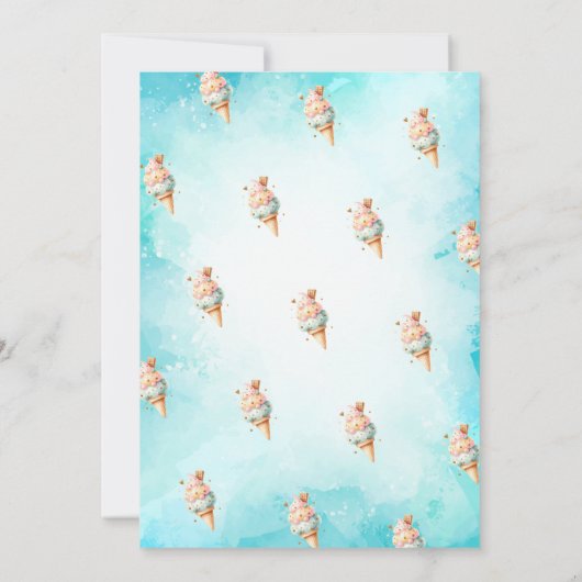 Ice Cream Cone Zomer Bloemen Verjaardagsfeest Kaart (Achterkant)