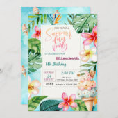 Ice Cream Cone Zomer Bloemen Verjaardagsfeest Kaart (Voorkant / Achterkant)