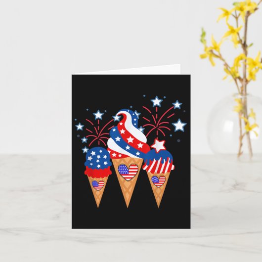 Ice Cream Cones 4th of July Vakantie Patriottisch Kaart (Gele Bloem)