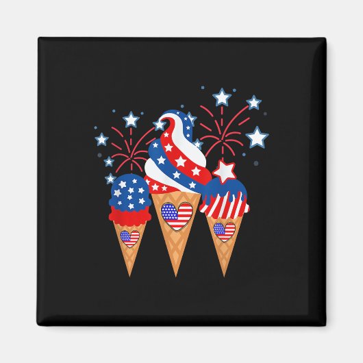 Ice Cream Cones 4th of July Vakantie Patriottisch Magneet (Voorkant)
