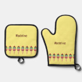 Ice Cream Cones Aangepaste Tekst Pot Houder Ovenwant & Pannenlap Set (Voorkant)