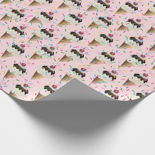 Ice Cream cones and sprinkles wrapt paper Cadeaupapier (Hoek)