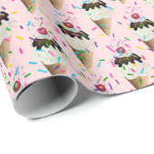 Ice Cream cones and sprinkles wrapt paper Cadeaupapier (Rol Hoek)