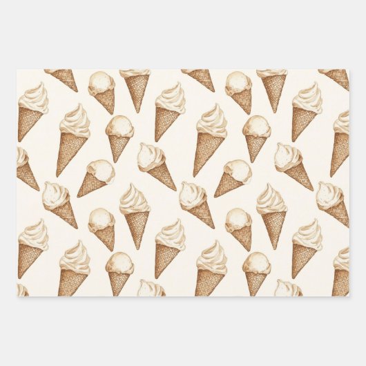 Ice Cream Cones Beach Birthday Inpakpapier Vel (Voorkant)