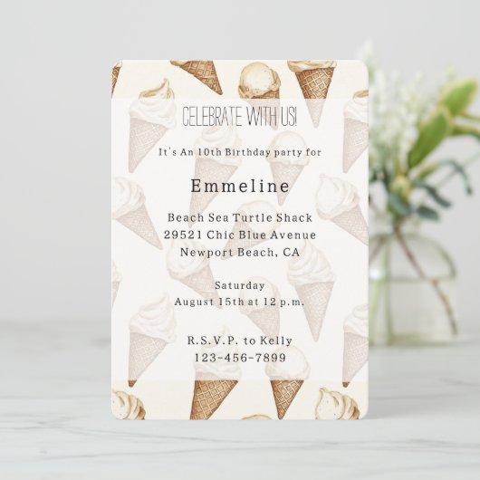 Ice Cream Cones Birthday Kaart (Staand voorkant)