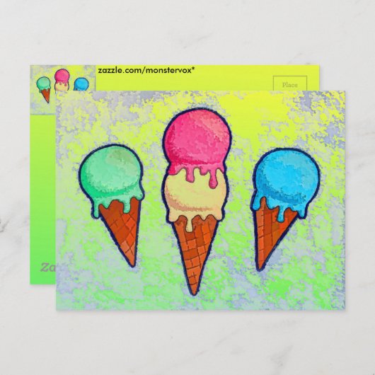 Ice Cream Cones Briefkaart (Voorkant / Achterkant)