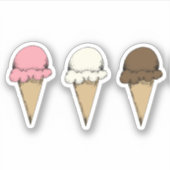 Ice Cream Cones Chocolate Strawberry Vanilla Sticker (Voorkant)