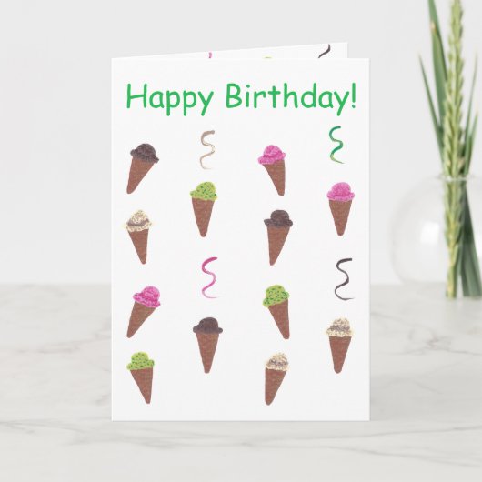 Ice Cream Cones en linten Happy Birthday Kaarten (Voorkant)