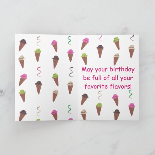 Ice Cream Cones en linten Happy Birthday Kaarten (Binnen)
