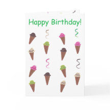 Ice Cream Cones en linten Happy Birthday Kaarten