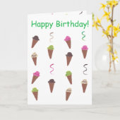 Ice Cream Cones en linten Happy Birthday Kaarten (Gele Bloem)