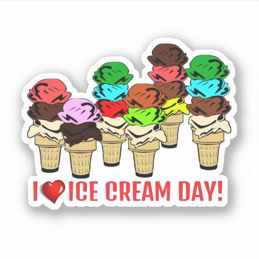 Ice Cream Cones for Ice Cream Day   Sticker (Voorkant)