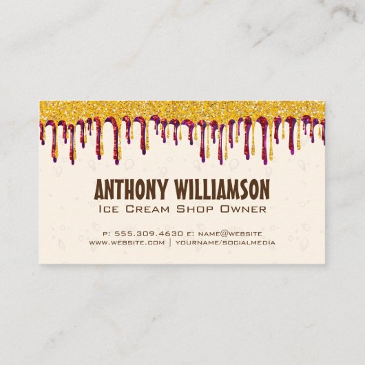 Ice Cream Cones | Glitterijsdruppels Visitekaartje (Achterkant)