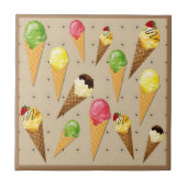 Ice cream cones hearts-Beige Tegeltje (Voorkant)
