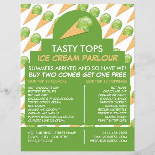 Ice Cream Cones, Ice Cream Parlor Adverteren Flyer (Voorkant)