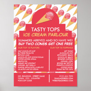 Ice Cream Cones, Ice Cream Parlor Adverteren Poster