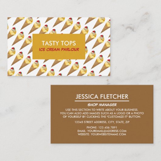 Ice Cream Cones, Ice Cream Parlor Visitekaartje (Voorkant / Achterkant)