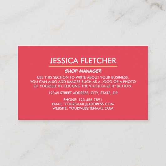 Ice Cream Cones, Ice Cream Parlor Visitekaartje (Achterkant)