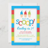 Ice Cream Cones Kleurrijke Verjaardag Uitnodiging (Voorkant)