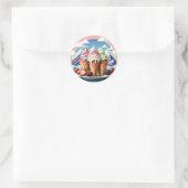 Ice Cream Cones met bessen Ronde Sticker (Tas)