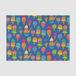 Ice Cream Cones on Blue Tissuepapier