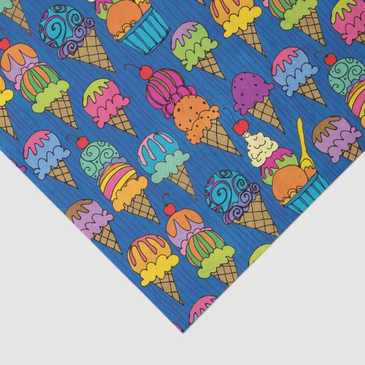 Ice Cream Cones on Blue Tissuepapier (Detail)