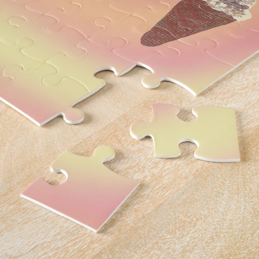 Ice Cream Cones on roze oranje gele wervelpuzzel Legpuzzel (Zijkant)