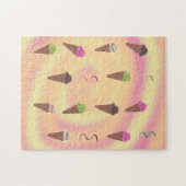 Ice Cream Cones on roze oranje gele wervelpuzzel Legpuzzel (Horizontaal)