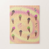 Ice Cream Cones on roze oranje gele wervelpuzzel Legpuzzel (Verticaal)