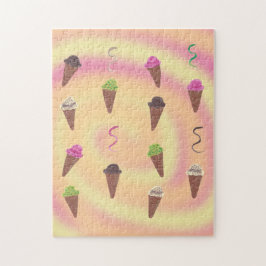 Ice Cream Cones on roze oranje gele wervelpuzzel Legpuzzel