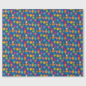 Ice Cream Cones op Blauw Cadeaupapier (Vlak)